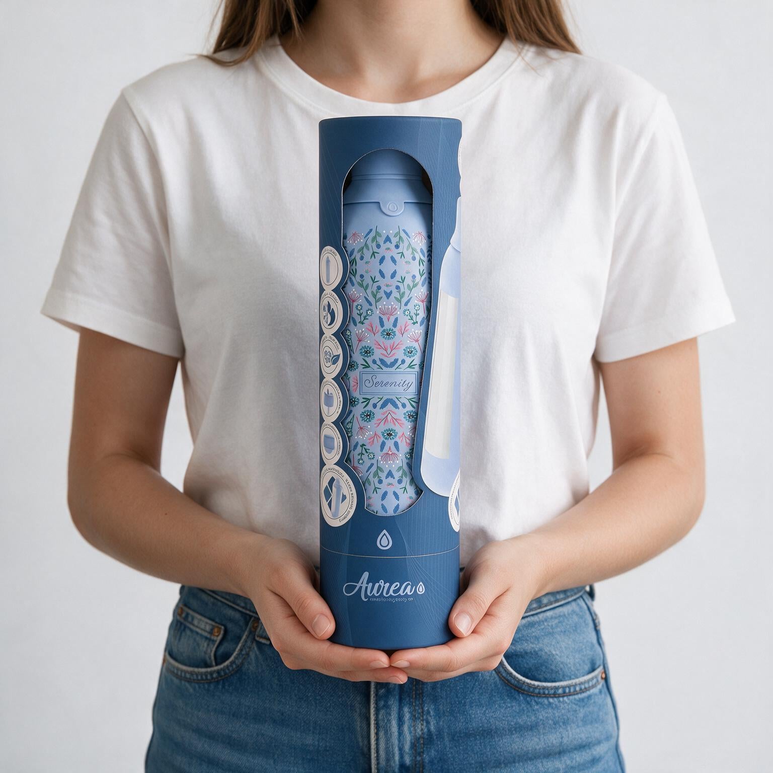 Botella Térmica de Acero Inoxidable con Interior Cerámico y Doble Tapón – Floral Essence | Aurea