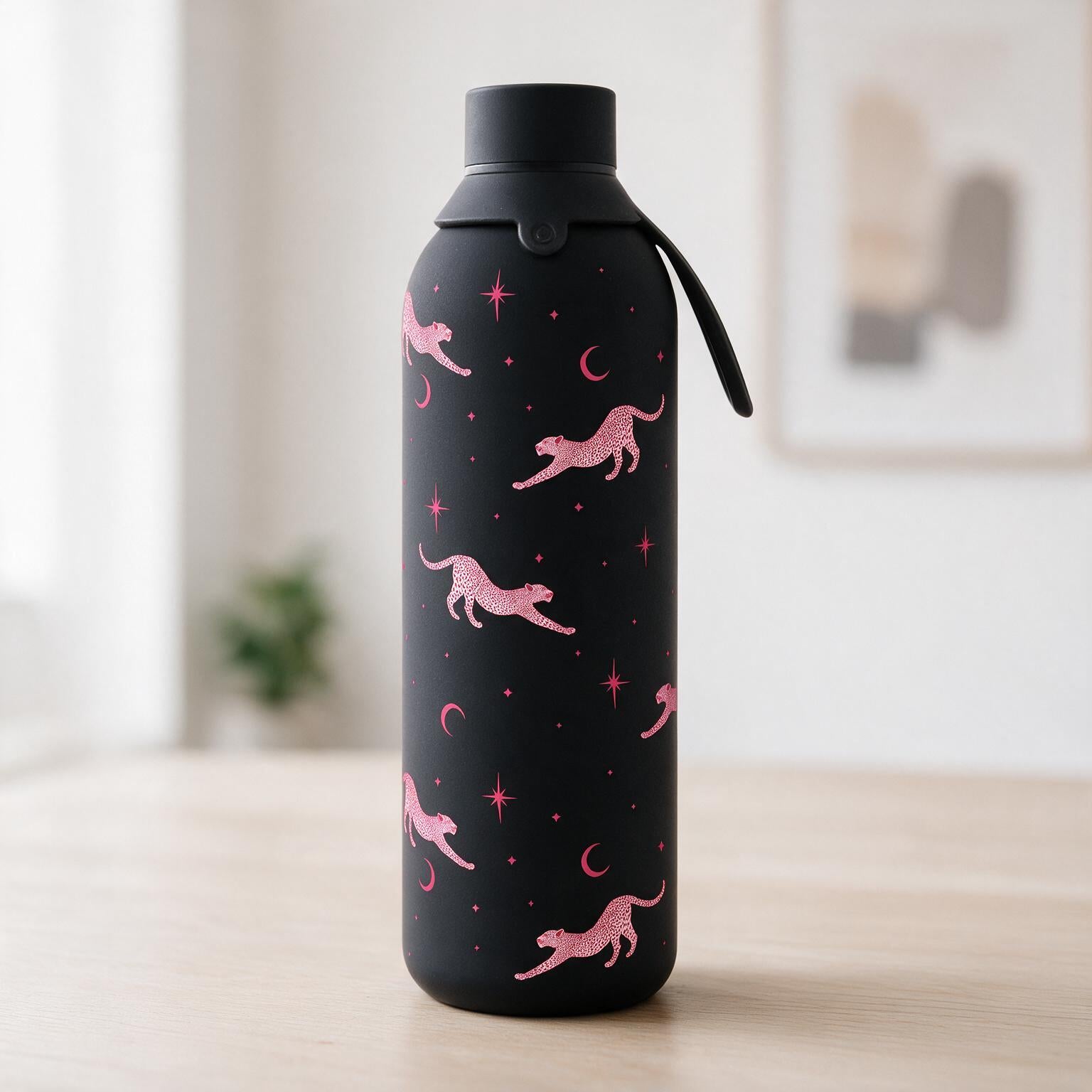 Botella Térmica de Acero Inoxidable con Interior Cerámico y Doble Tapón – Mystic Leopard | Aurea