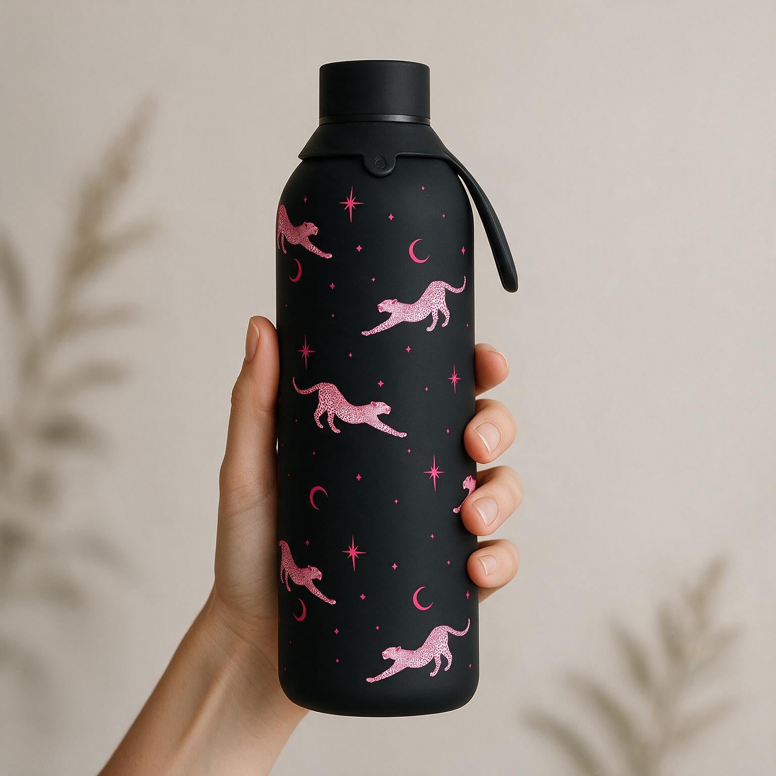Botella Térmica de Acero Inoxidable con Interior Cerámico y Doble Tapón – Mystic Leopard | Aurea