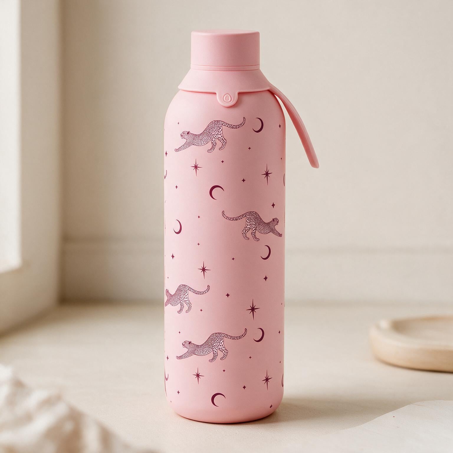 Botella Térmica de Acero Inoxidable con Interior Cerámico y Doble Tapón – Mystic Leopard | Aurea