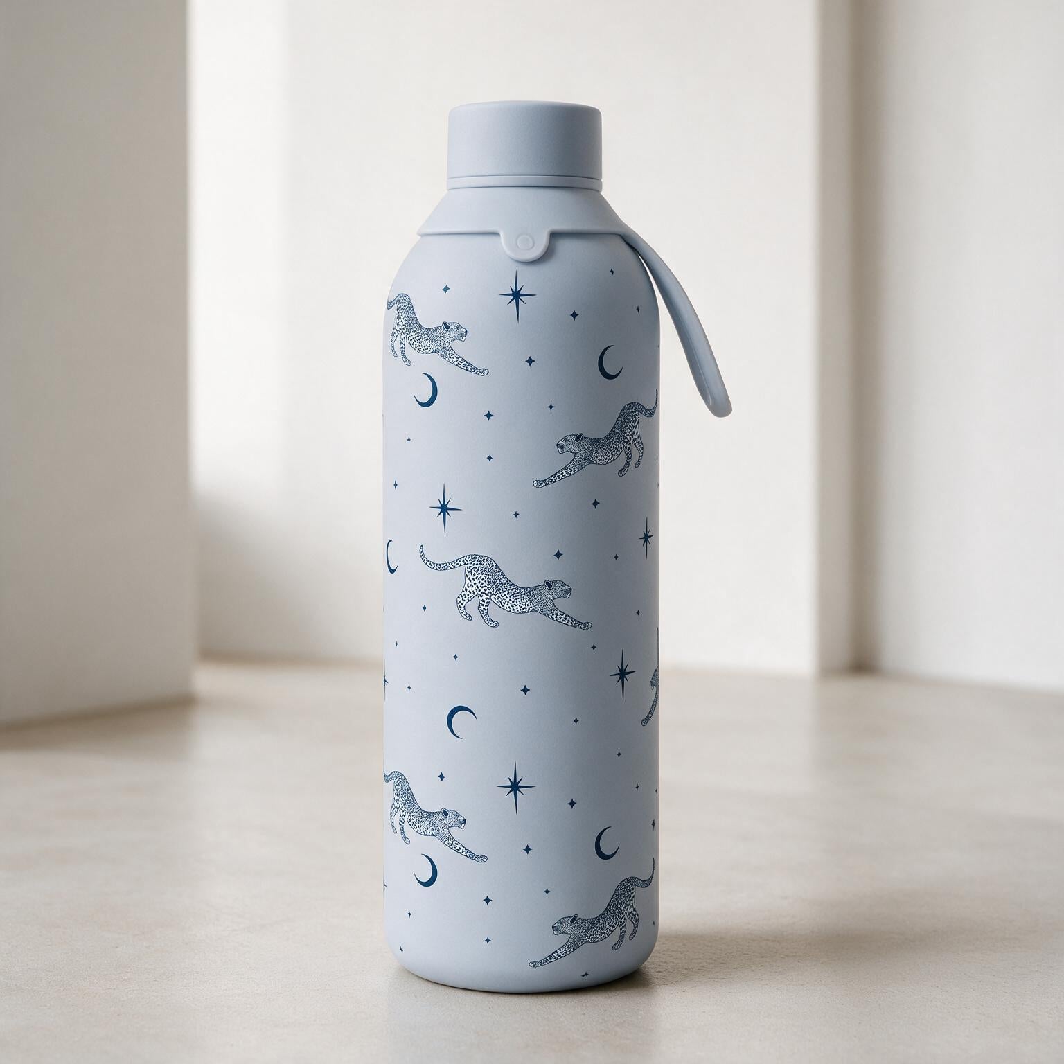 Botella Térmica de Acero Inoxidable con Interior Cerámico y Doble Tapón – Mystic Leopard | Aurea