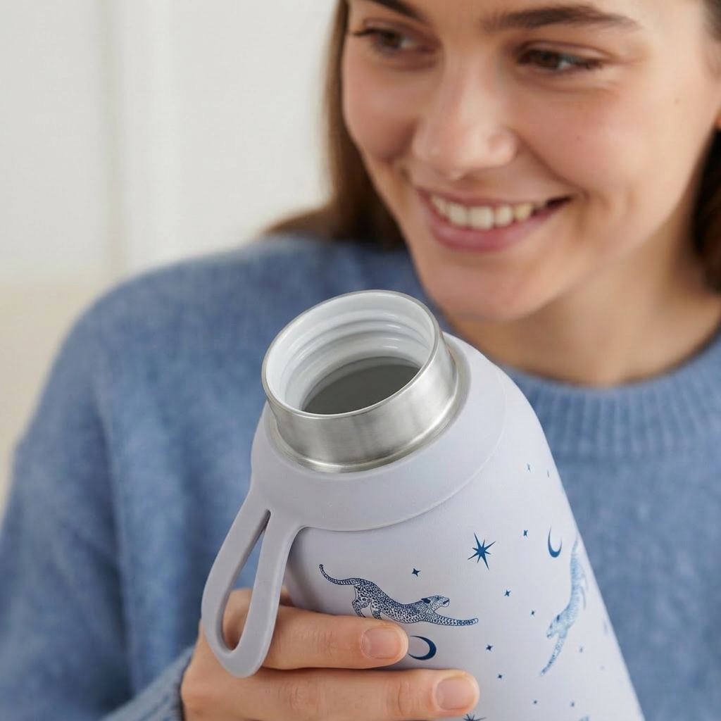 Botella Térmica de Acero Inoxidable con Interior Cerámico y Doble Tapón – Mystic Leopard | Aurea
