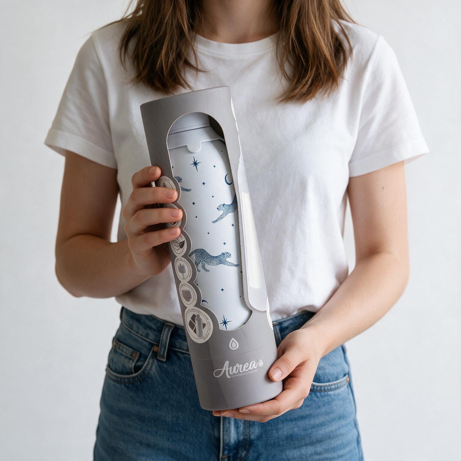 Botella Térmica de Acero Inoxidable con Interior Cerámico y Doble Tapón – Mystic Leopard | Aurea