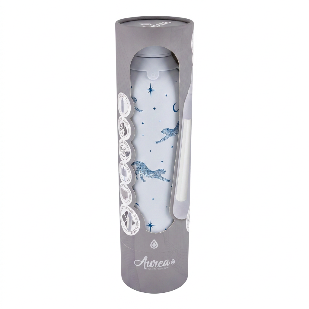 Botella Térmica de Acero Inoxidable con Interior Cerámico y Doble Tapón – Mystic Leopard | Aurea