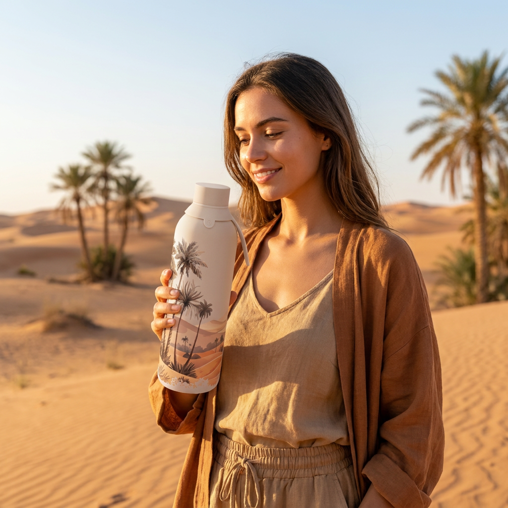 Botella Térmica de Acero Inoxidable con Interior Cerámico y Doble Tapón – Travel Dreams | Aurea