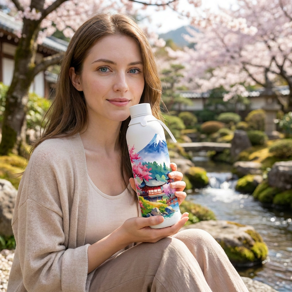 Botella Térmica de Acero Inoxidable con Interior Cerámico y Doble Tapón – Travel Dreams | Aurea