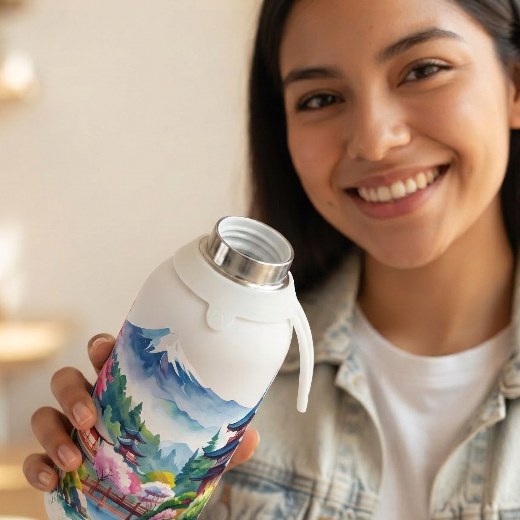 Botella Térmica de Acero Inoxidable con Interior Cerámico y Doble Tapón – Travel Dreams | Aurea