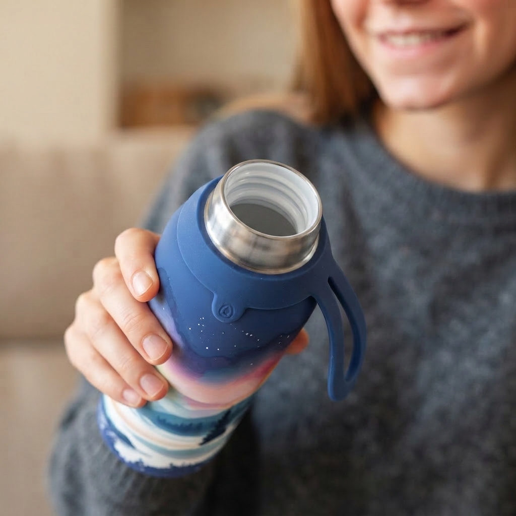 Botella Térmica de Acero Inoxidable con Interior Cerámico y Doble Tapón – Travel Dreams | Aurea