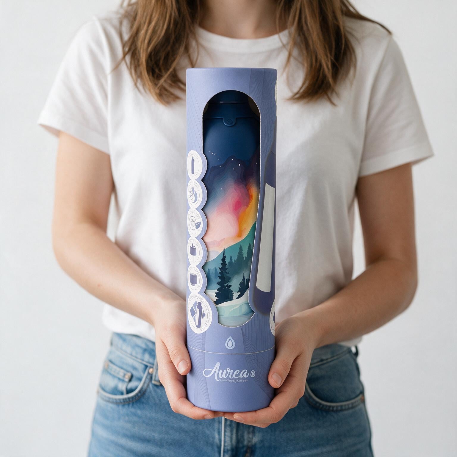 Botella Térmica de Acero Inoxidable con Interior Cerámico y Doble Tapón – Travel Dreams | Aurea