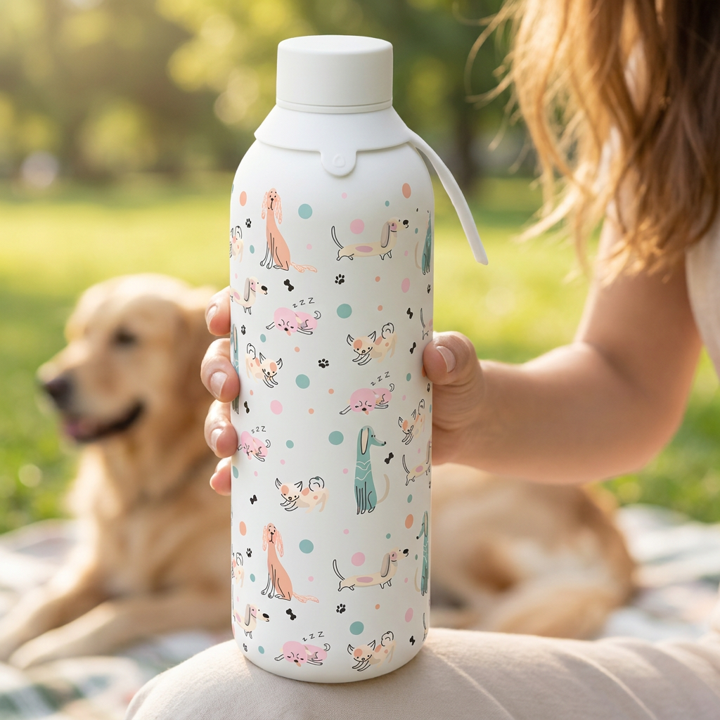 Botella Térmica de Acero Inoxidable con Interior Cerámico y Doble Tapón – Dot & Woof | Aurea
