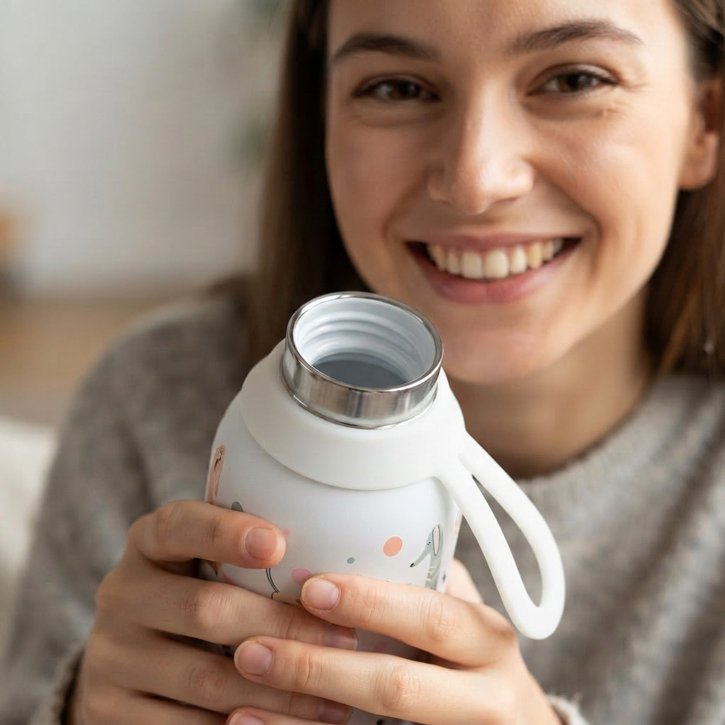 Botella Térmica de Acero Inoxidable con Interior Cerámico y Doble Tapón – Dot & Woof | Aurea