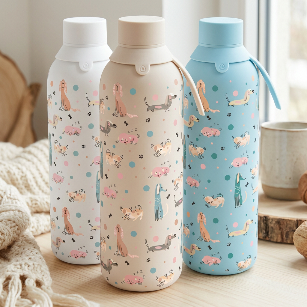 Botella Térmica de Acero Inoxidable con Interior Cerámico y Doble Tapón – Dot & Woof | Aurea