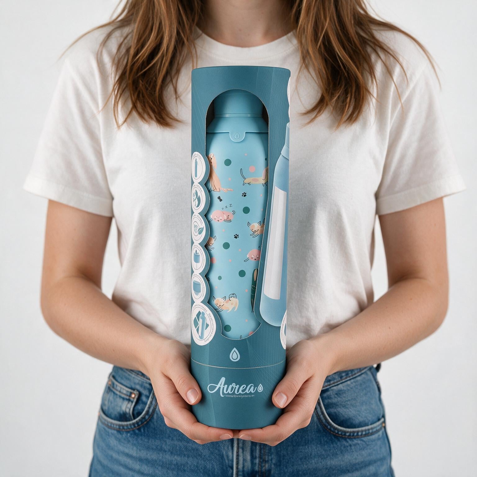 Botella Térmica de Acero Inoxidable con Interior Cerámico y Doble Tapón – Dot & Woof | Aurea