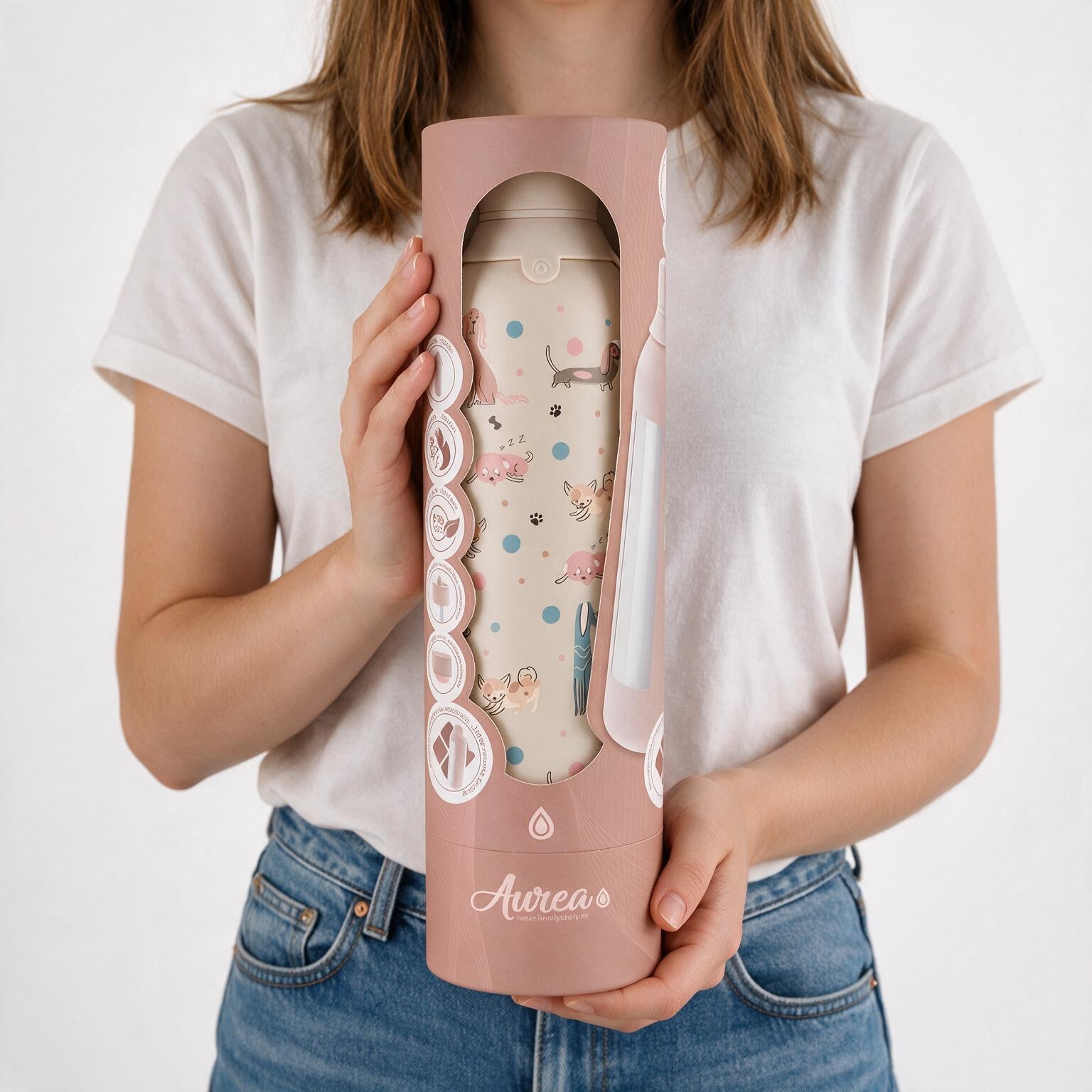 Botella Térmica de Acero Inoxidable con Interior Cerámico y Doble Tapón – Dot & Woof | Aurea