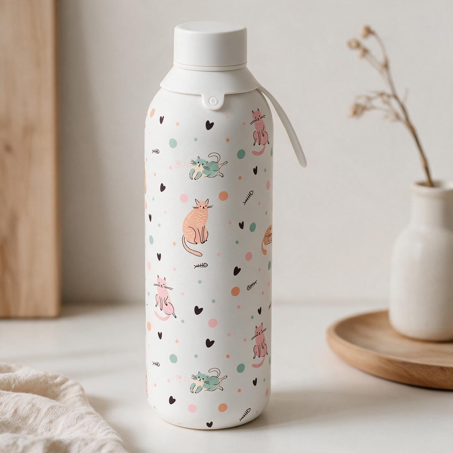 Botella Térmica de Acero Inoxidable con Interior Cerámico y Doble Tapón – Dot & Meow | Aurea