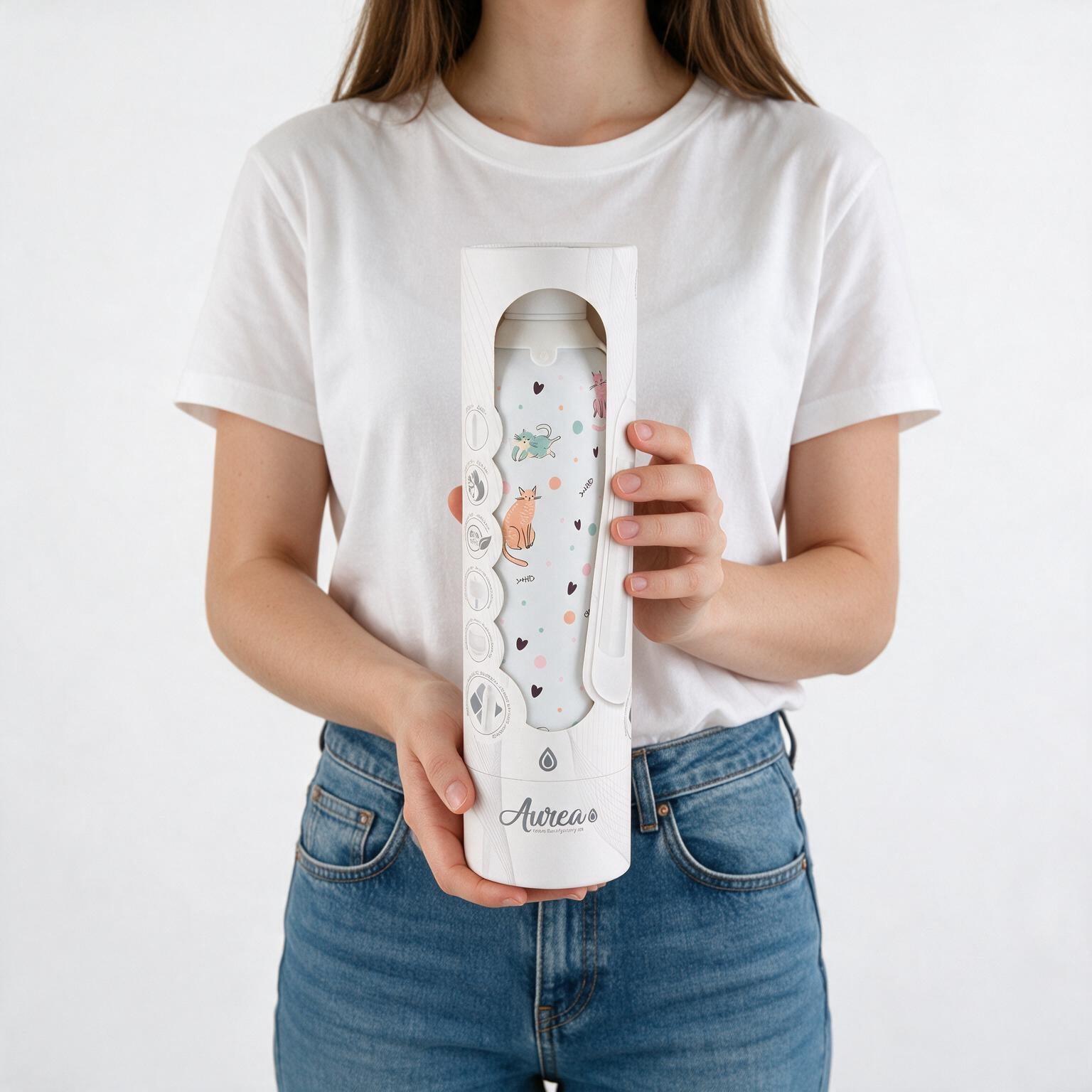 Botella Térmica de Acero Inoxidable con Interior Cerámico y Doble Tapón – Dot & Meow | Aurea