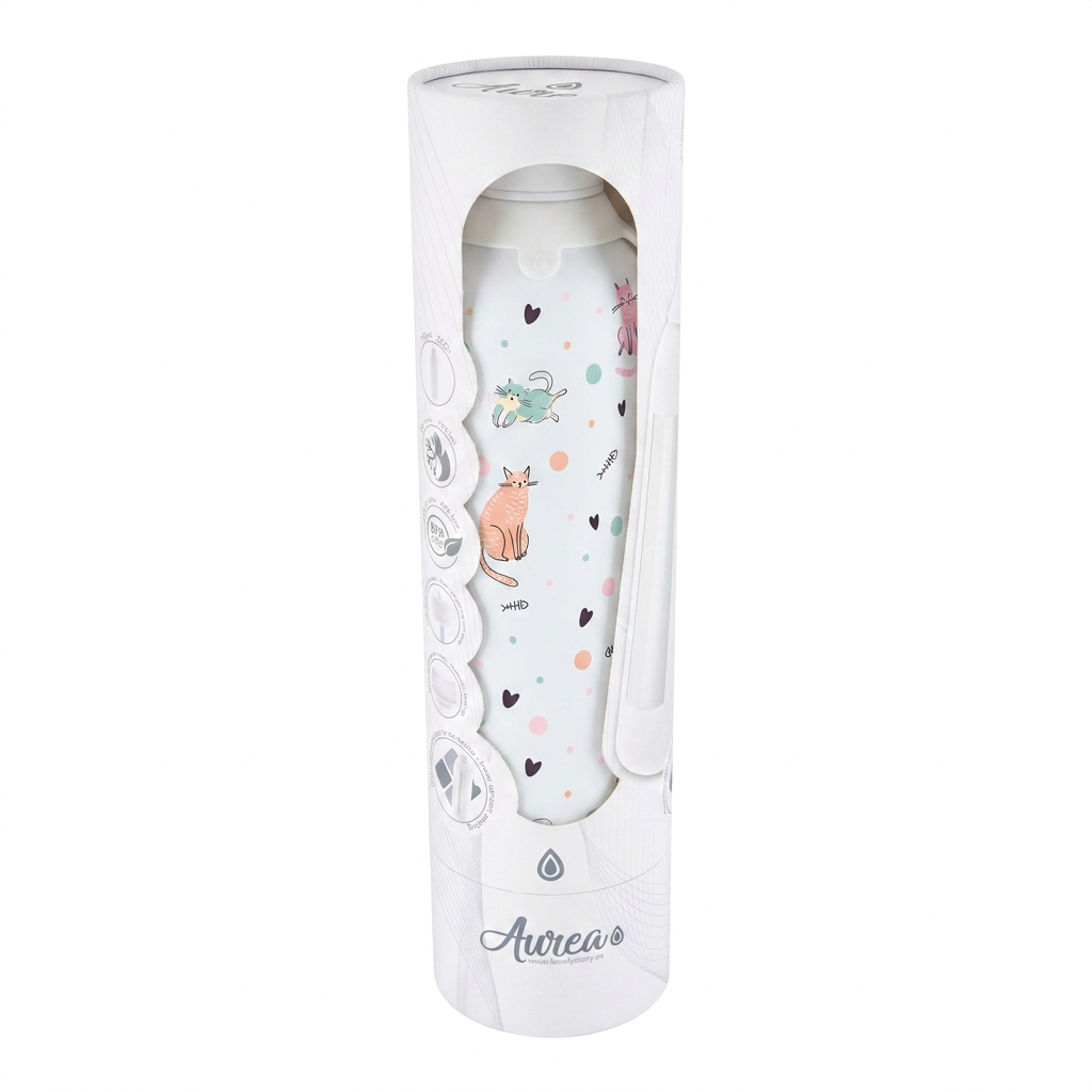 Botella Térmica de Acero Inoxidable con Interior Cerámico y Doble Tapón – Dot & Meow | Aurea