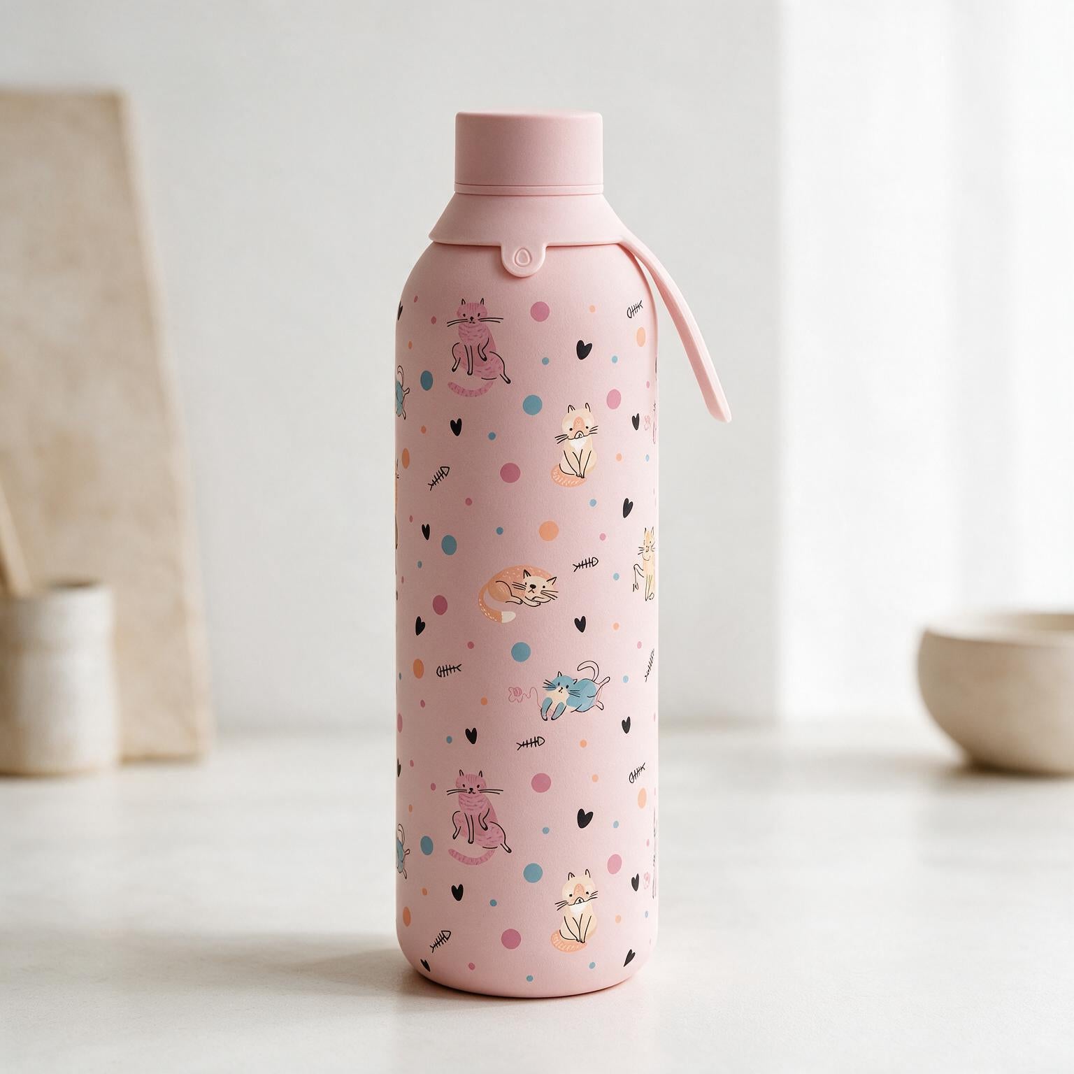 Botella Térmica de Acero Inoxidable con Interior Cerámico y Doble Tapón – Dot & Meow | Aurea