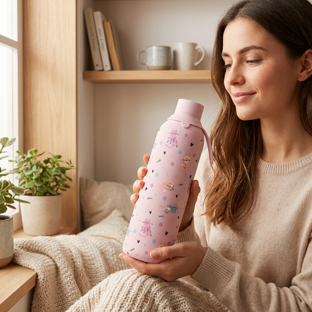 Botella Térmica de Acero Inoxidable con Interior Cerámico y Doble Tapón – Dot & Meow | Aurea