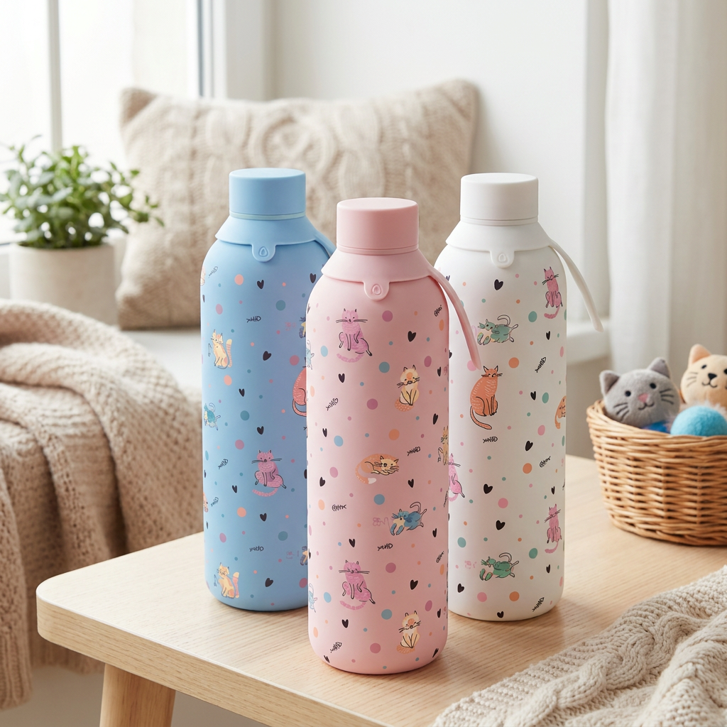 Botella Térmica de Acero Inoxidable con Interior Cerámico y Doble Tapón – Dot & Meow | Aurea