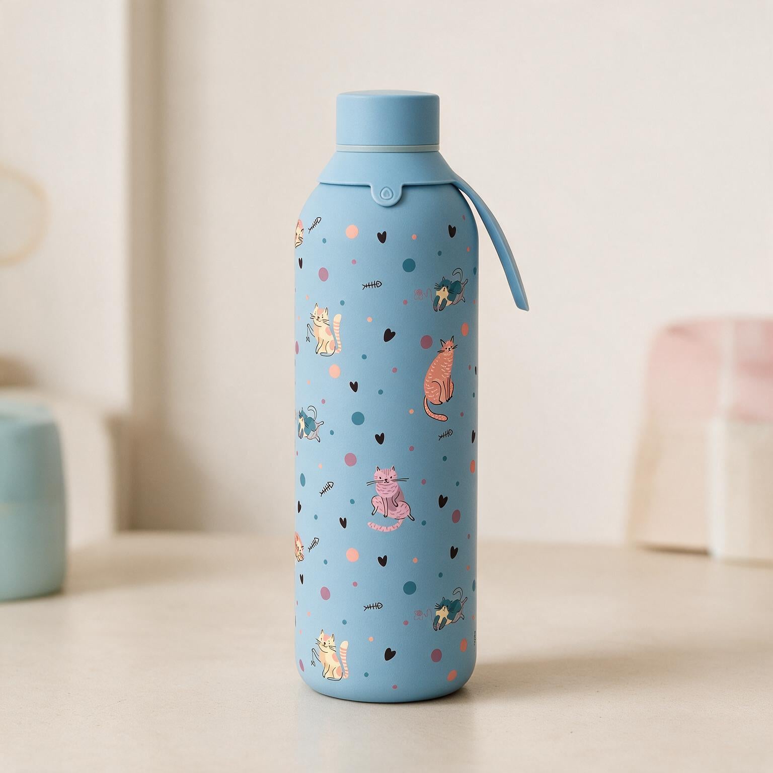 Botella Térmica de Acero Inoxidable con Interior Cerámico y Doble Tapón – Dot & Meow | Aurea