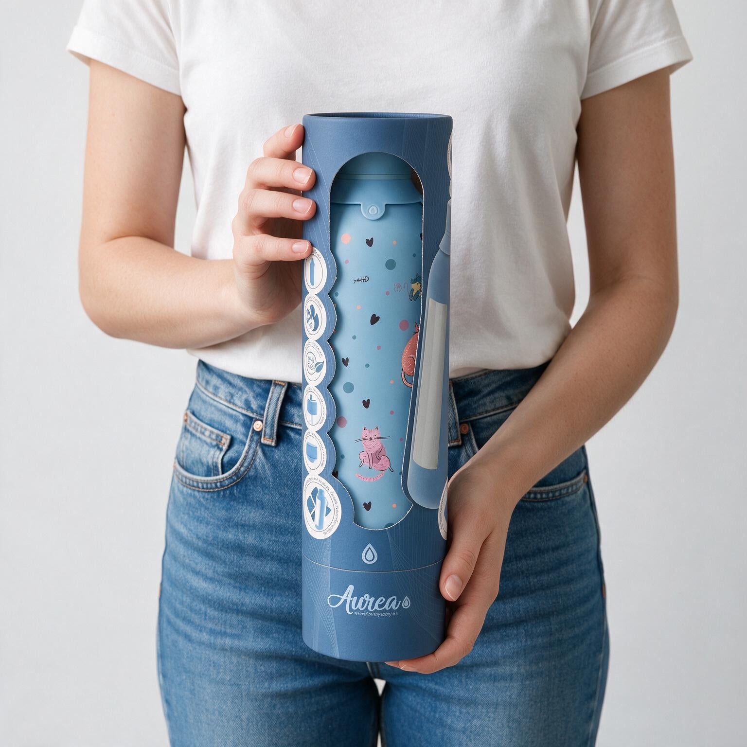 Botella Térmica de Acero Inoxidable con Interior Cerámico y Doble Tapón – Dot & Meow | Aurea