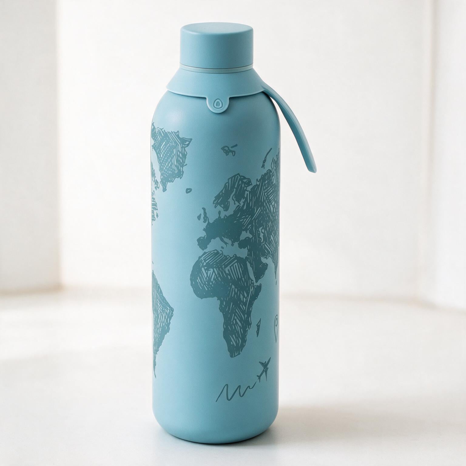 Botella Térmica de Acero Inoxidable con Interior Cerámico y Doble Tapón – Sketch Maps | Aurea