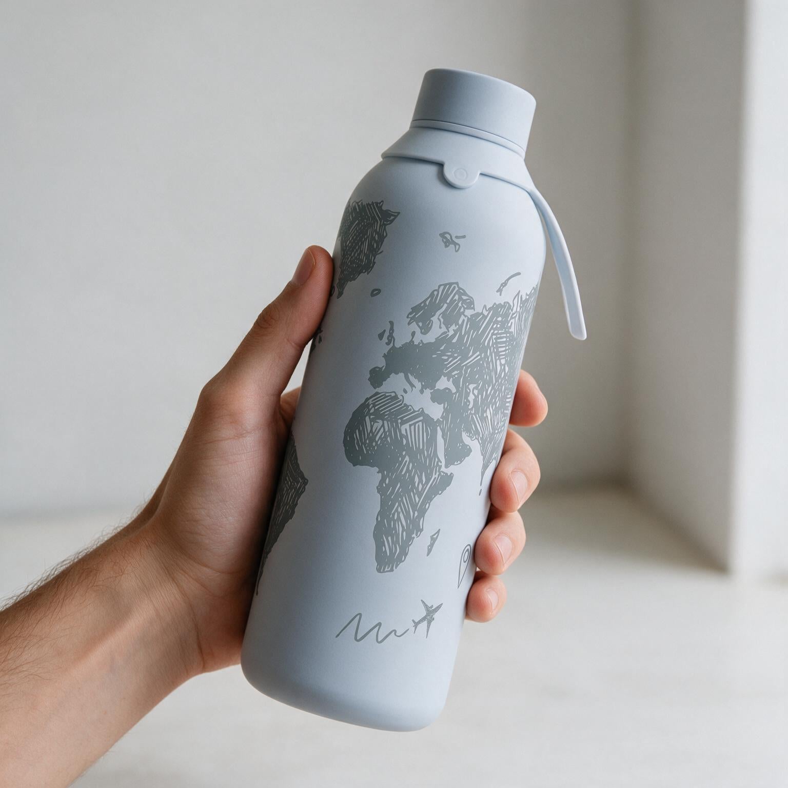 Botella Térmica de Acero Inoxidable con Interior Cerámico y Doble Tapón – Sketch Maps | Aurea