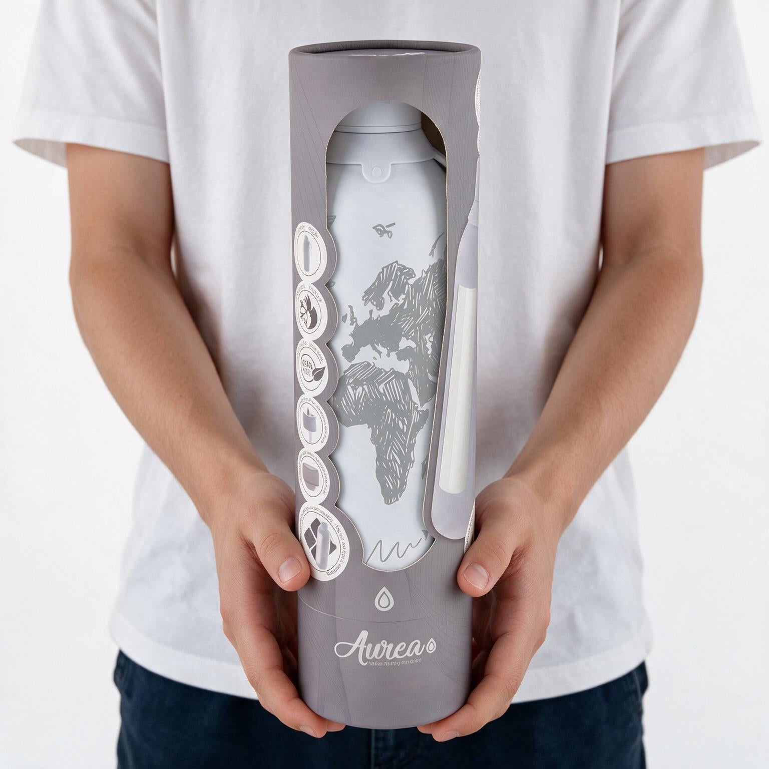 Botella Térmica de Acero Inoxidable con Interior Cerámico y Doble Tapón – Sketch Maps | Aurea