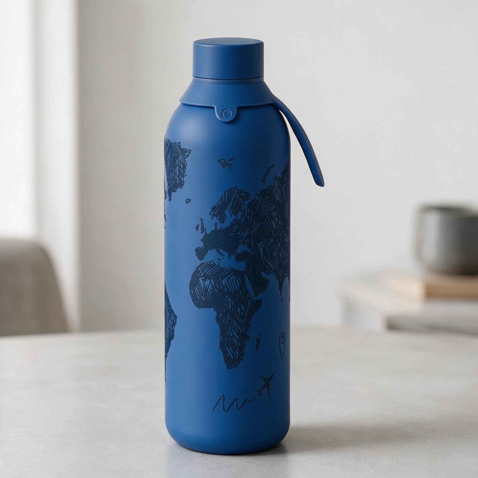Botella Térmica de Acero Inoxidable con Interior Cerámico y Doble Tapón – Sketch Maps | Aurea