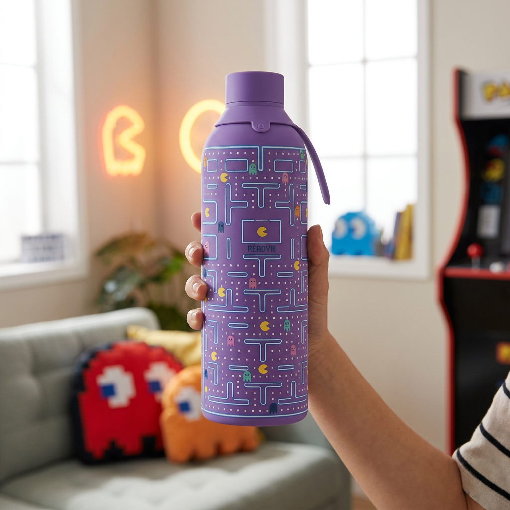 Botella Térmica de Acero Inoxidable con Interior Cerámico y Doble Tapón – Pixel Run | Aurea