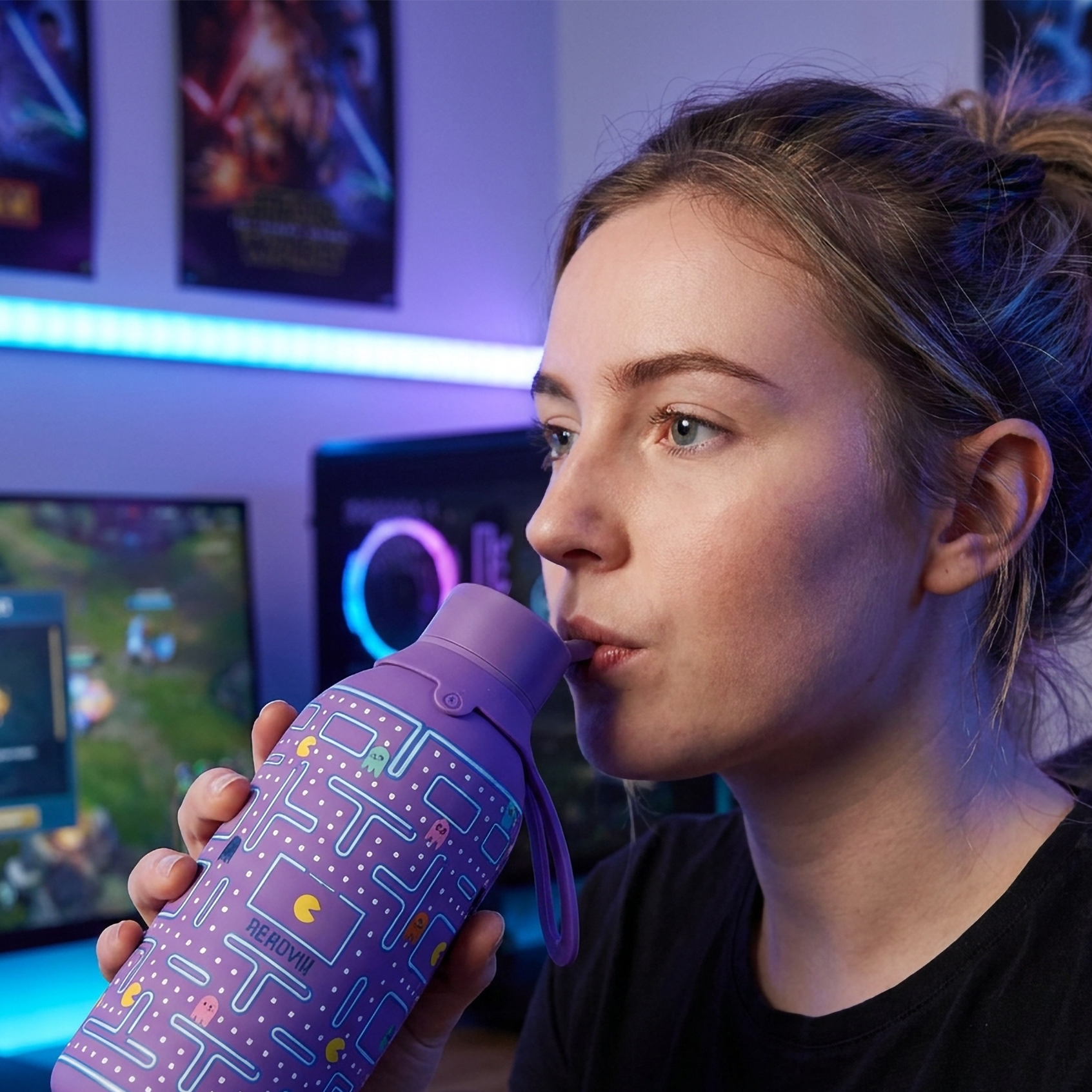 Botella Térmica de Acero Inoxidable con Interior Cerámico y Doble Tapón – Pixel Run | Aurea