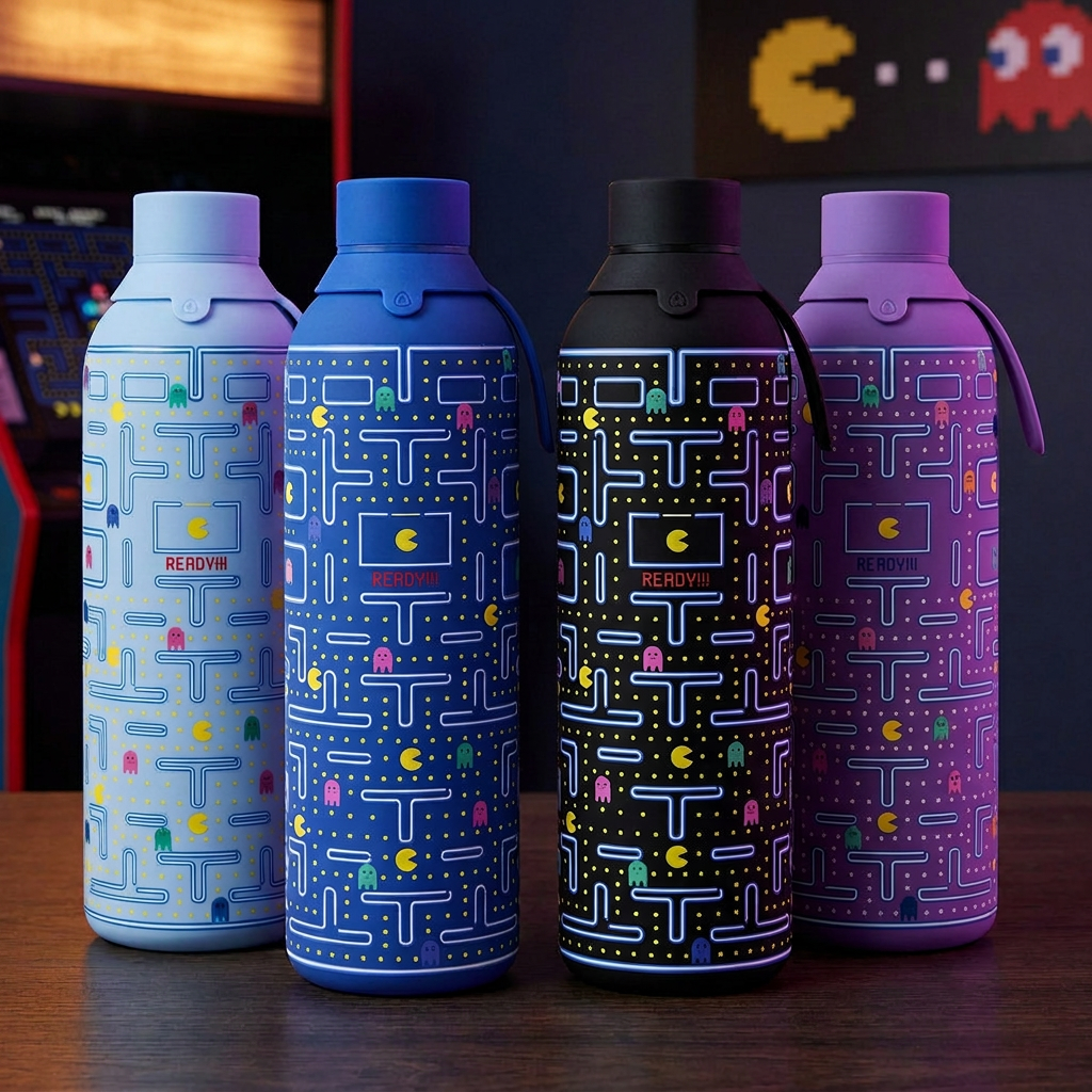 Botella Térmica de Acero Inoxidable con Interior Cerámico y Doble Tapón – Pixel Run | Aurea
