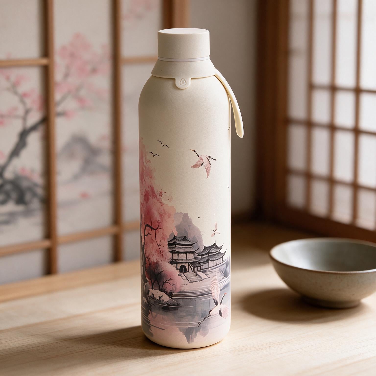 Botella Térmica de Acero Inoxidable con Interior Cerámico y Doble Tapón – Echoes Of Japan | Aurea