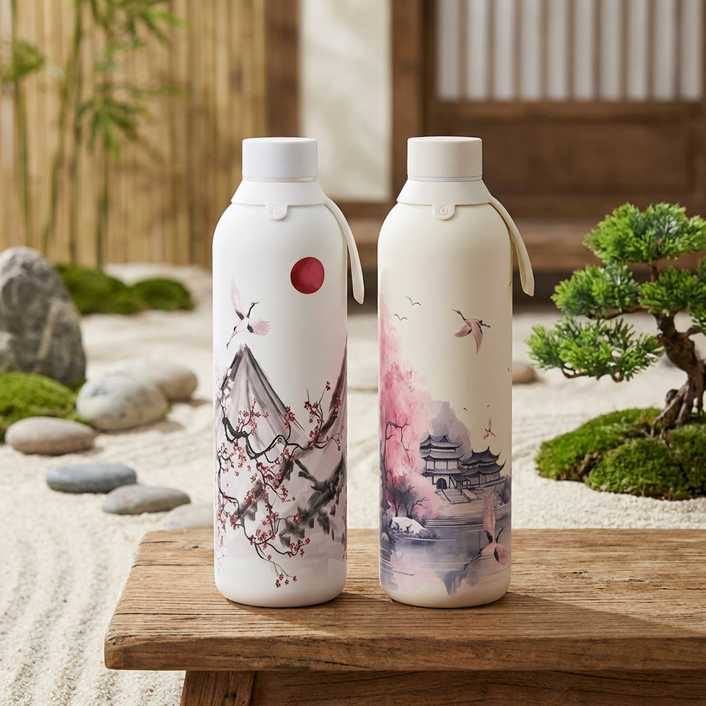 Botella Térmica de Acero Inoxidable con Interior Cerámico y Doble Tapón – Echoes Of Japan | Aurea