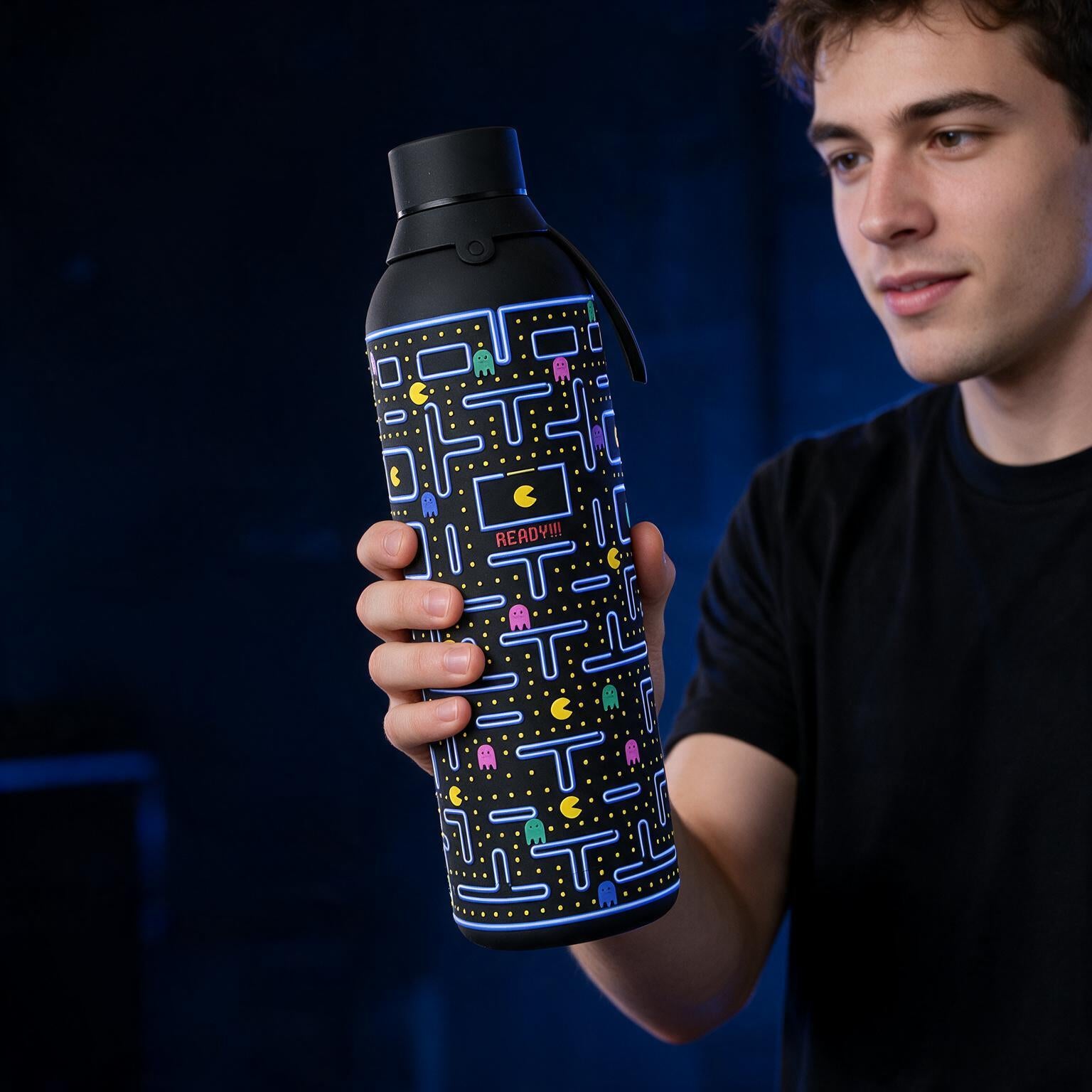 Botella Térmica de Acero Inoxidable con Interior Cerámico y Doble Tapón – Pixel Run | Aurea