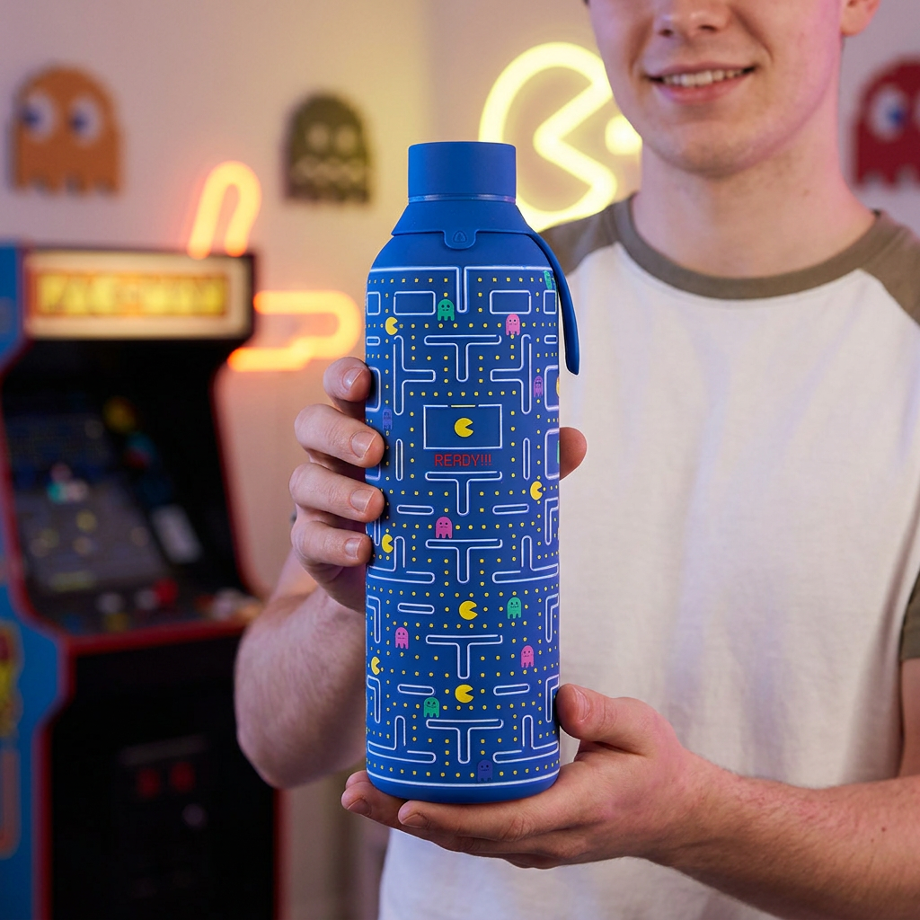 Botella Térmica de Acero Inoxidable con Interior Cerámico y Doble Tapón – Pixel Run | Aurea