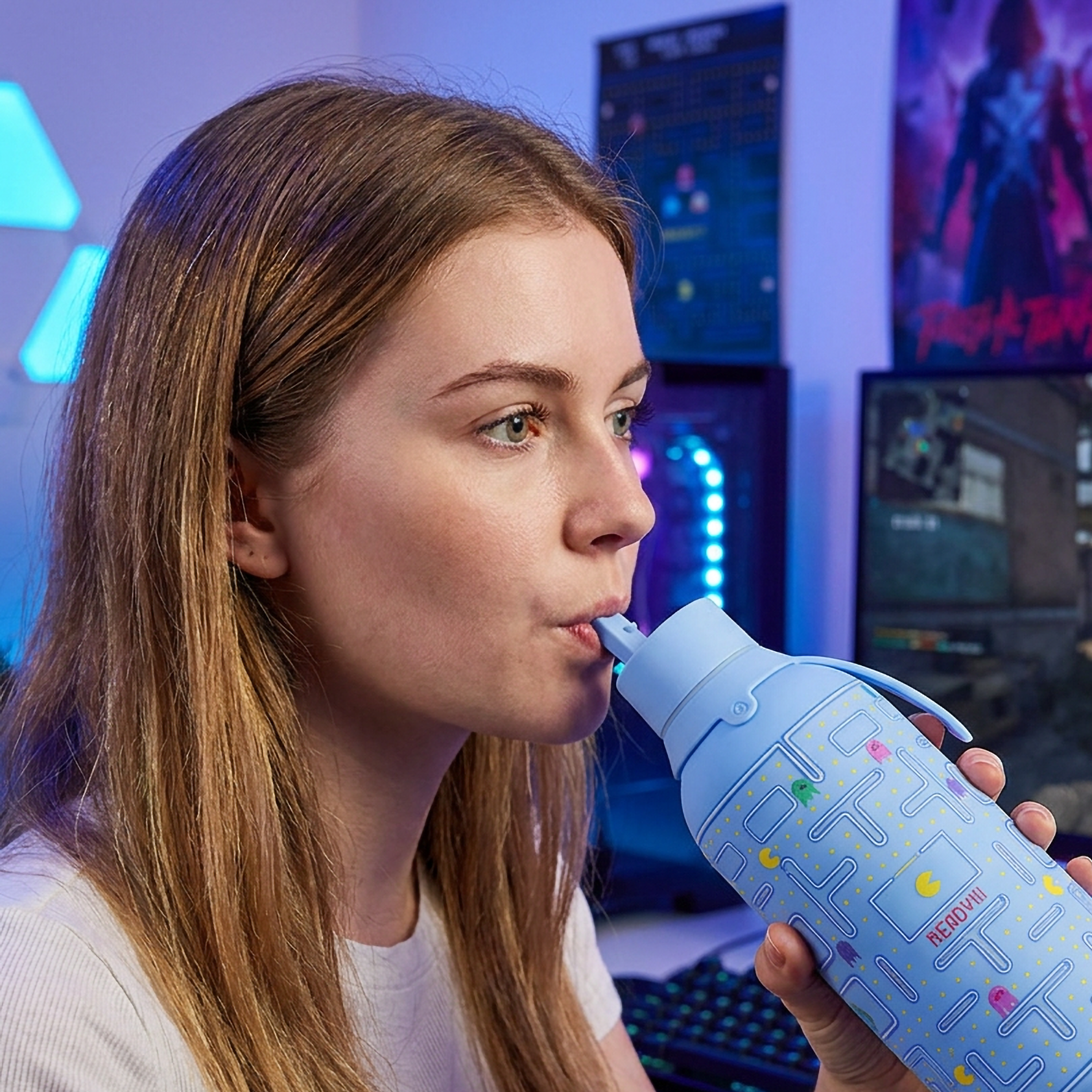 Botella Térmica de Acero Inoxidable con Interior Cerámico y Doble Tapón – Pixel Run | Aurea