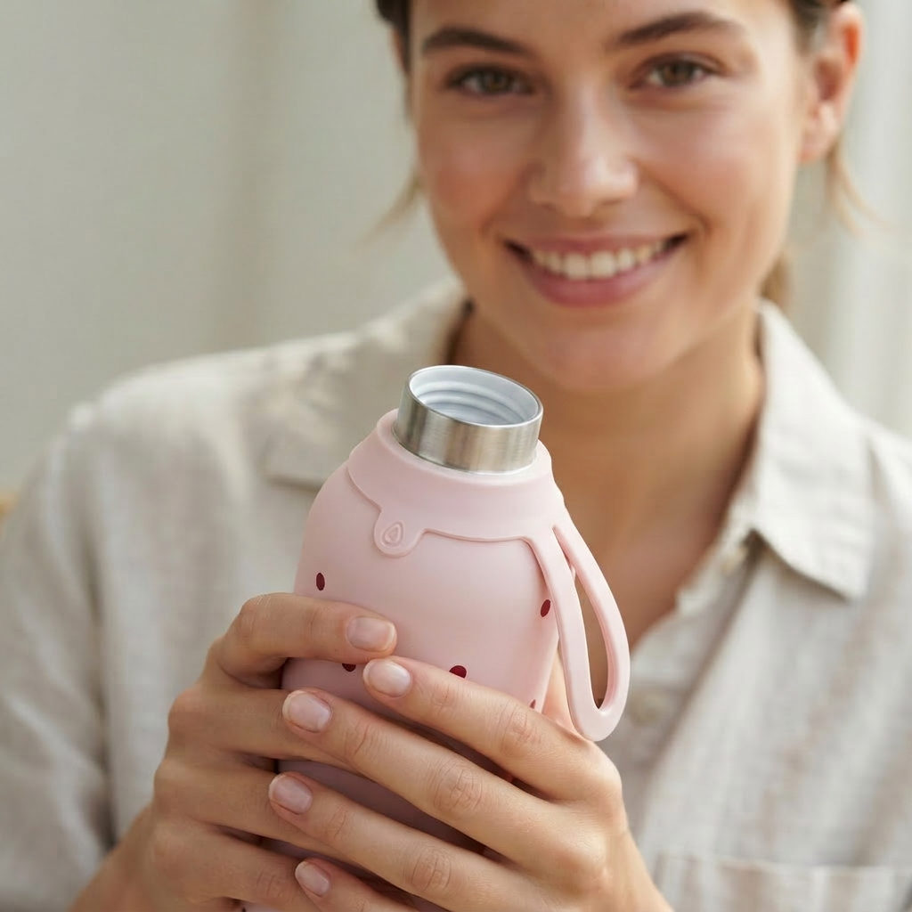 Botella Térmica de Acero Inoxidable con Interior Cerámico y Doble Tapón – Petite Dots | Aurea
