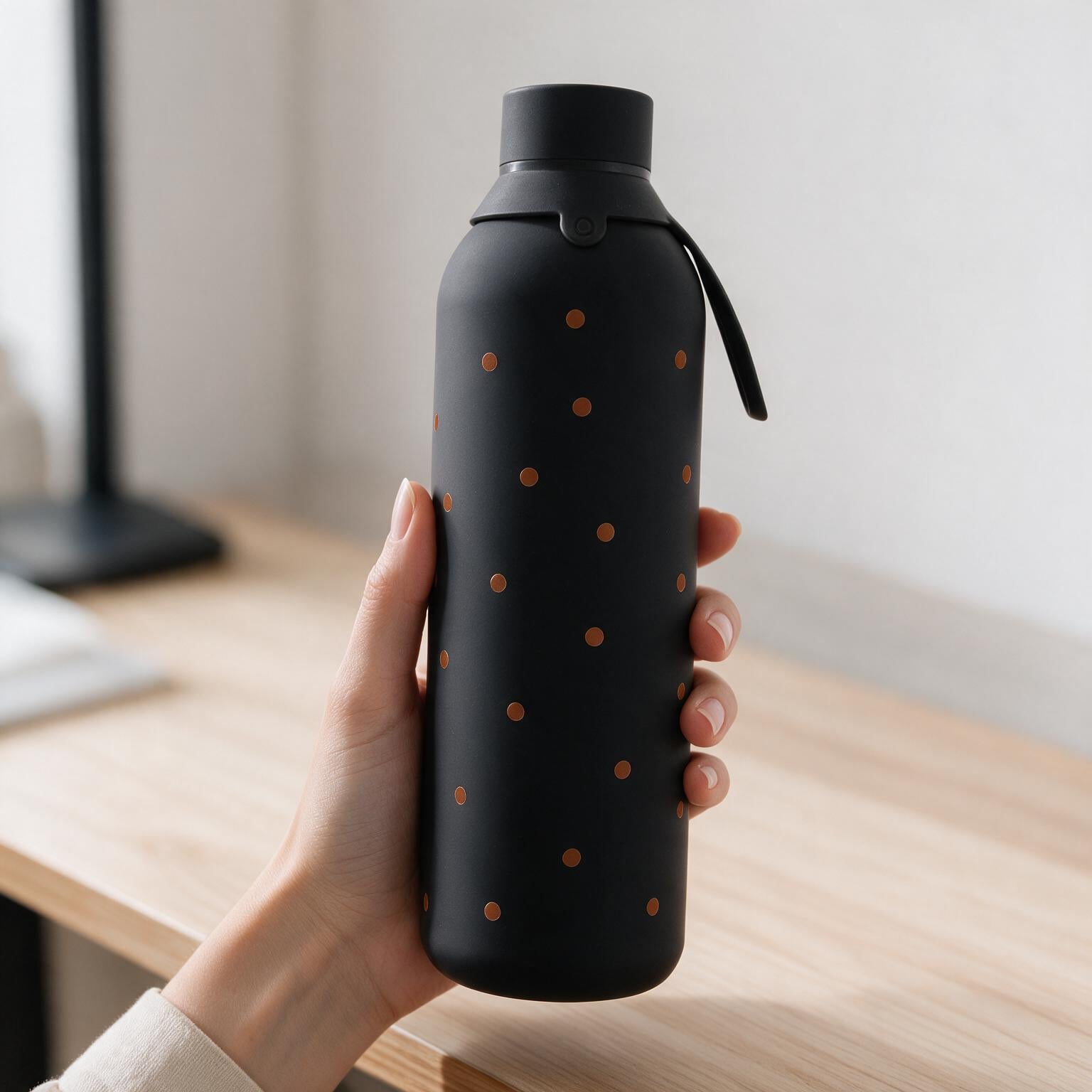 Botella Térmica de Acero Inoxidable con Interior Cerámico y Doble Tapón – Petite Dots | Aurea