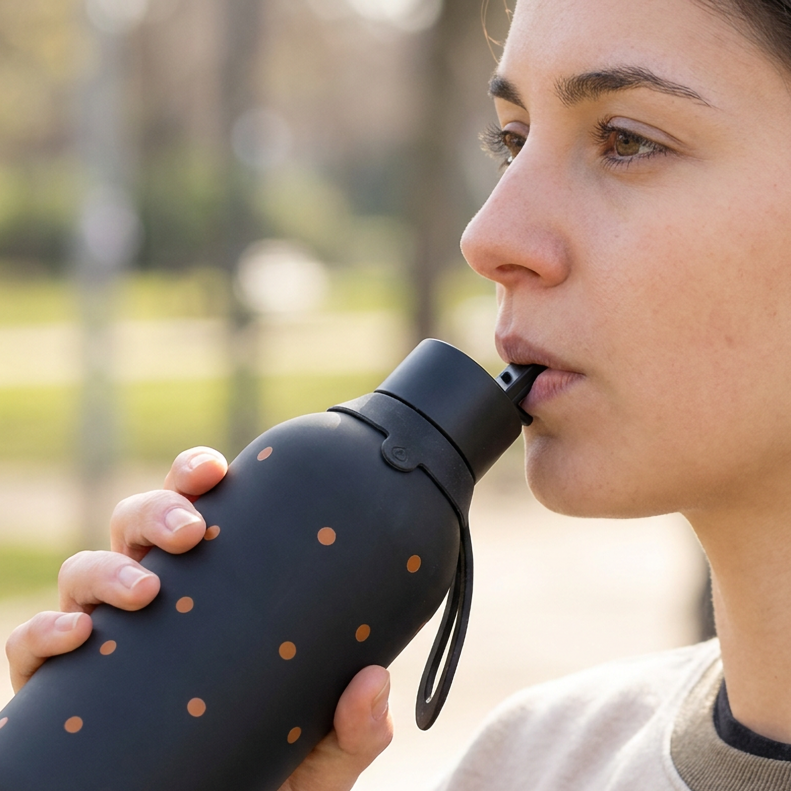 Botella Térmica de Acero Inoxidable con Interior Cerámico y Doble Tapón – Petite Dots | Aurea