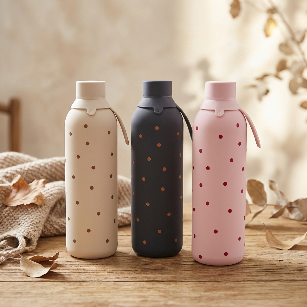 Botella Térmica de Acero Inoxidable con Interior Cerámico y Doble Tapón – Petite Dots | Aurea