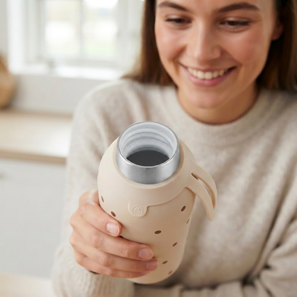 Botella Térmica de Acero Inoxidable con Interior Cerámico y Doble Tapón – Petite Dots | Aurea