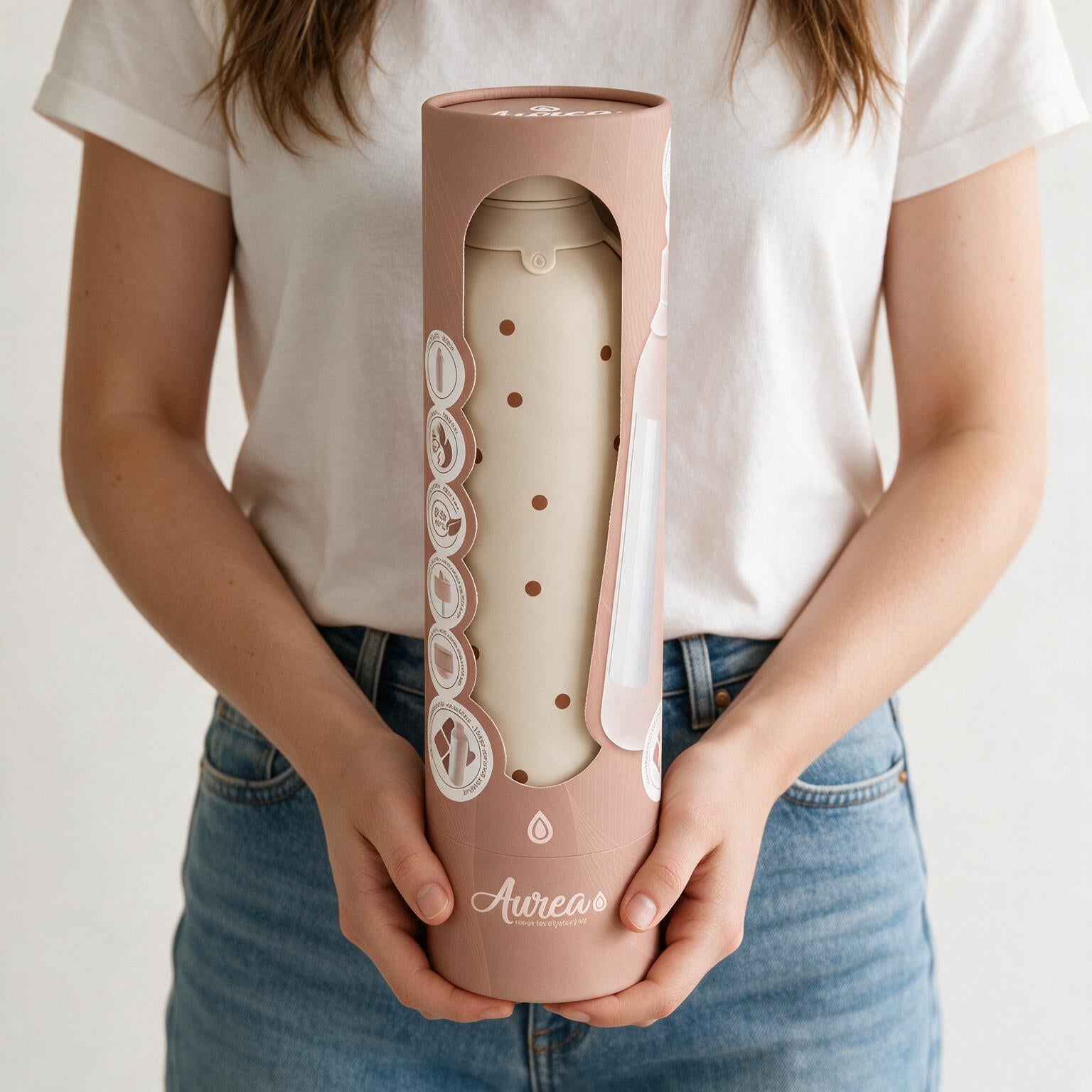 Botella Térmica de Acero Inoxidable con Interior Cerámico y Doble Tapón – Petite Dots | Aurea