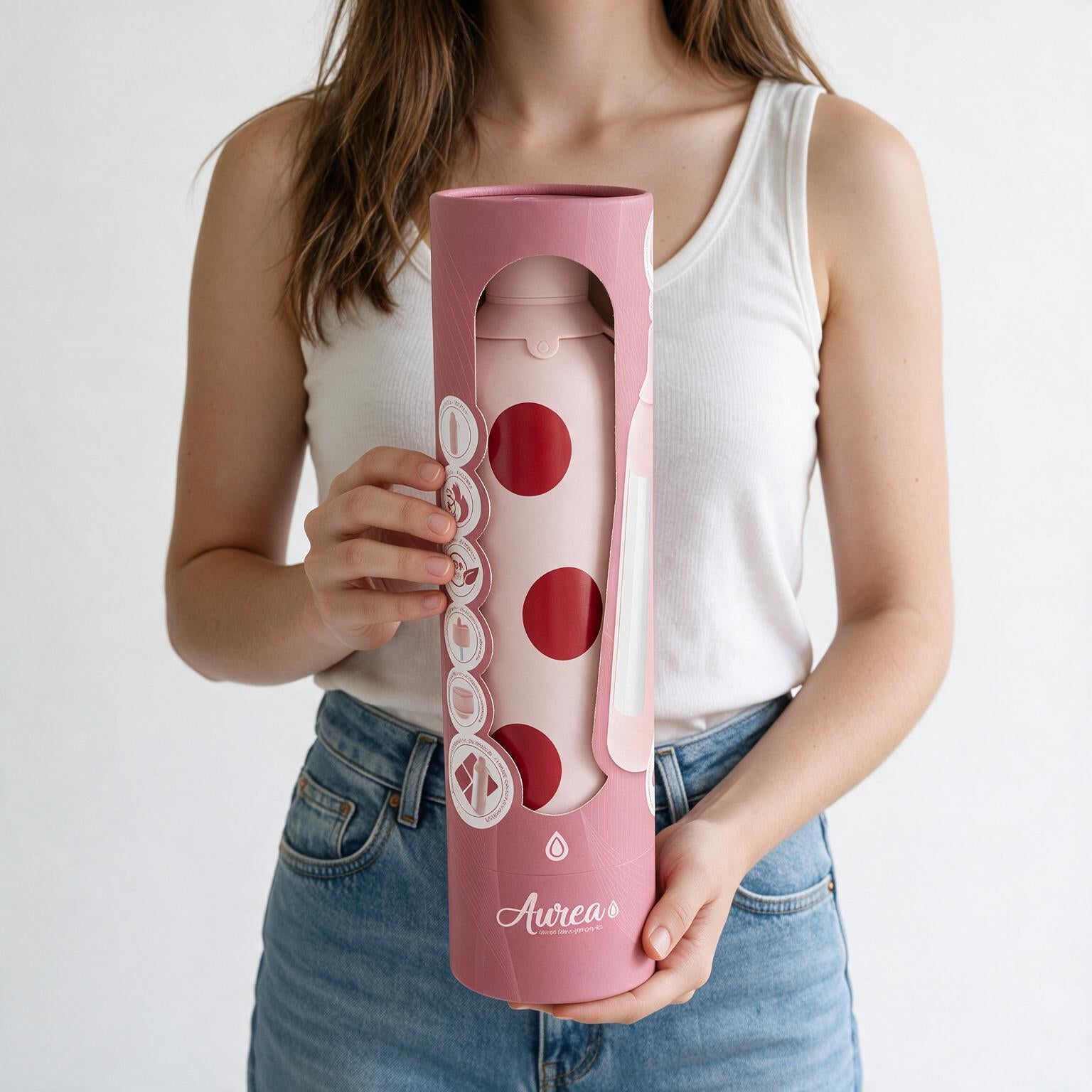 Botella Térmica de Acero Inoxidable con Interior Cerámico y Doble Tapón – Bold Dots | Aurea