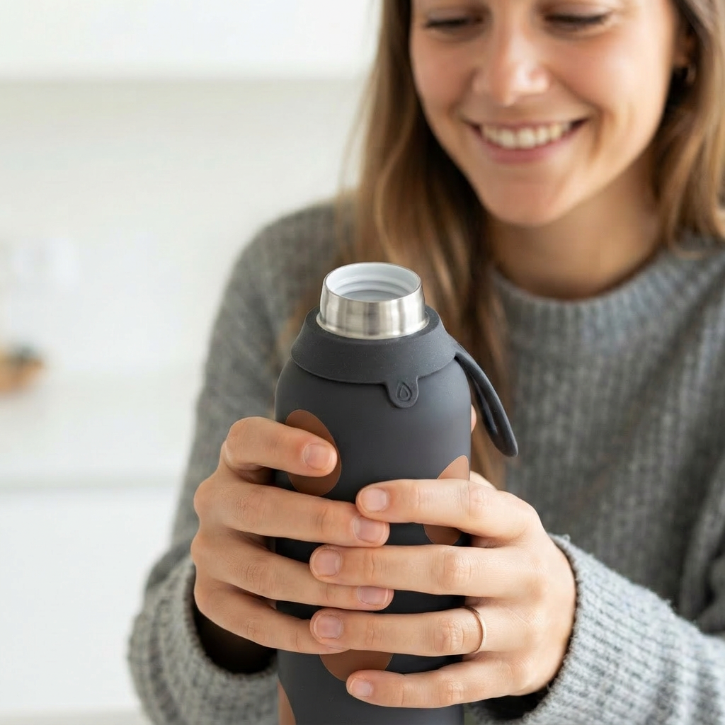 Botella Térmica de Acero Inoxidable con Interior Cerámico y Doble Tapón – Bold Dots | Aurea