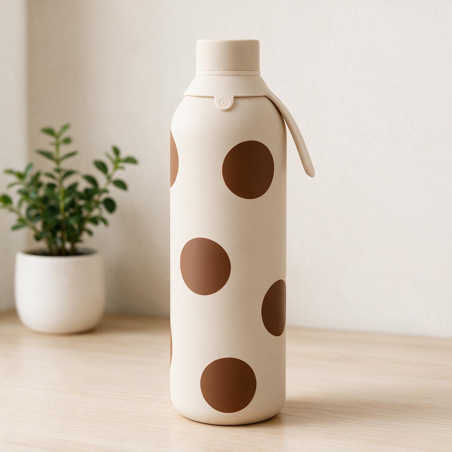 Botella Térmica de Acero Inoxidable con Interior Cerámico y Doble Tapón – Bold Dots | Aurea