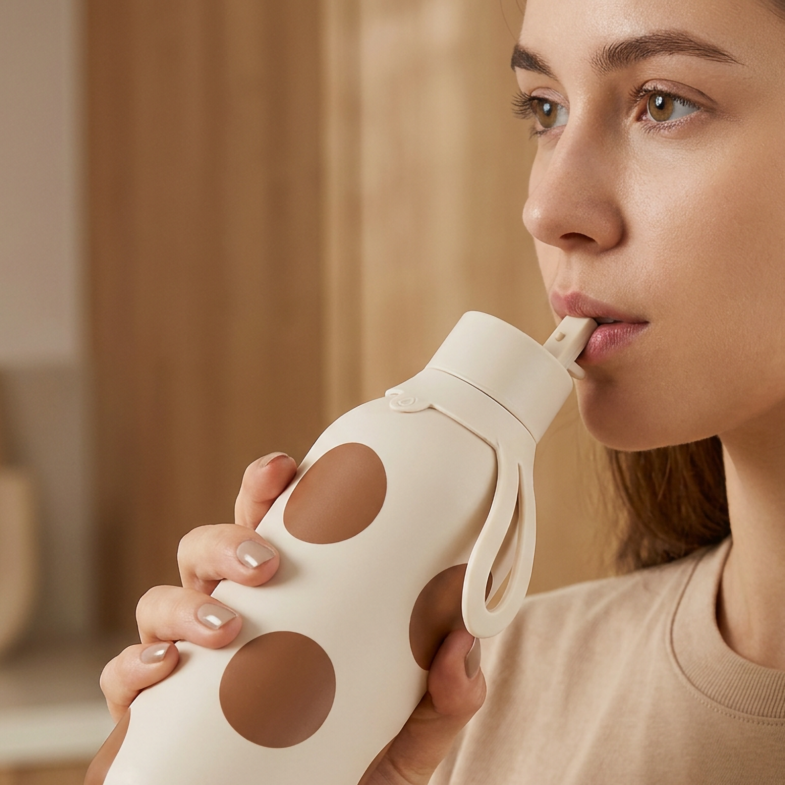 Botella Térmica de Acero Inoxidable con Interior Cerámico y Doble Tapón – Bold Dots | Aurea