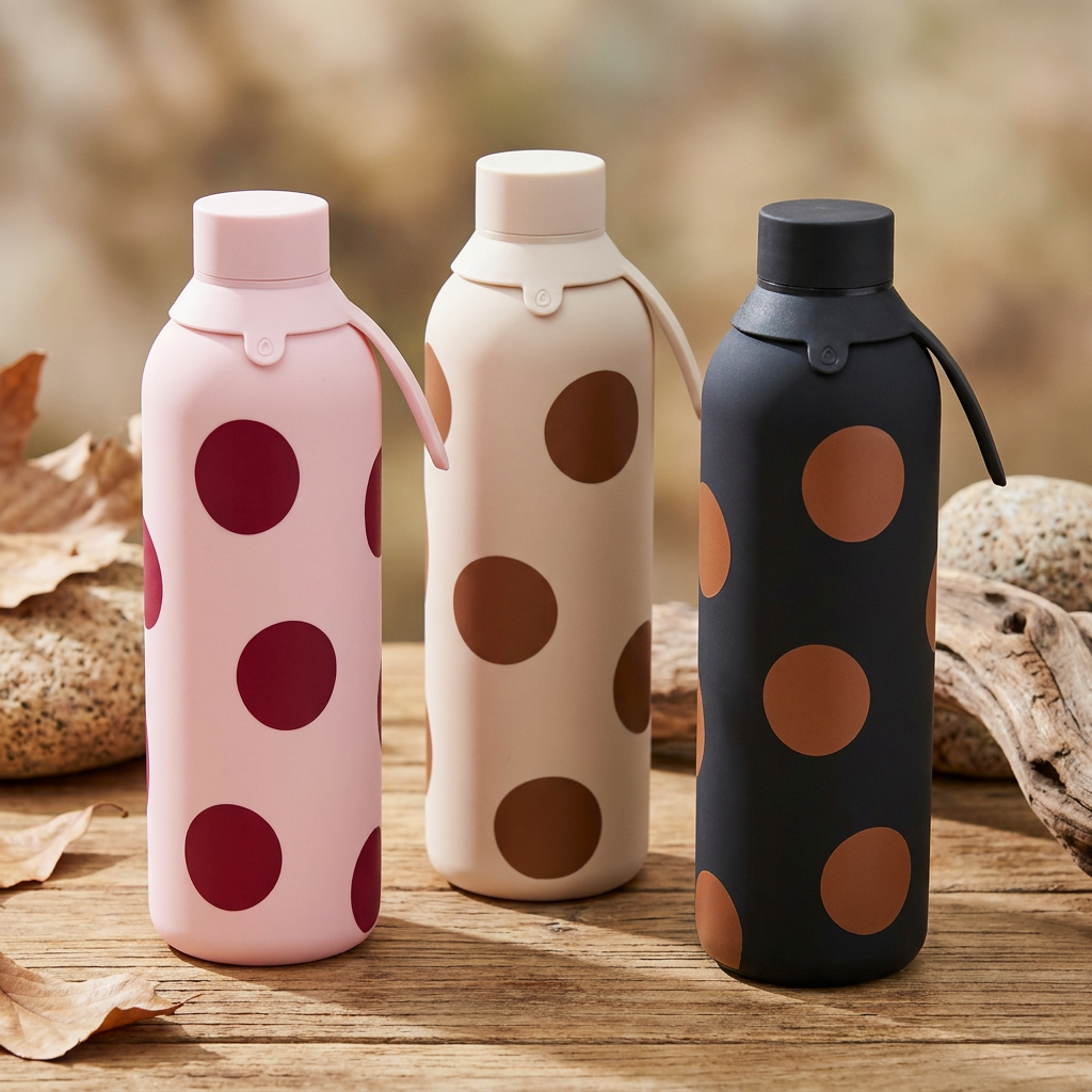 Botella Térmica de Acero Inoxidable con Interior Cerámico y Doble Tapón – Bold Dots | Aurea