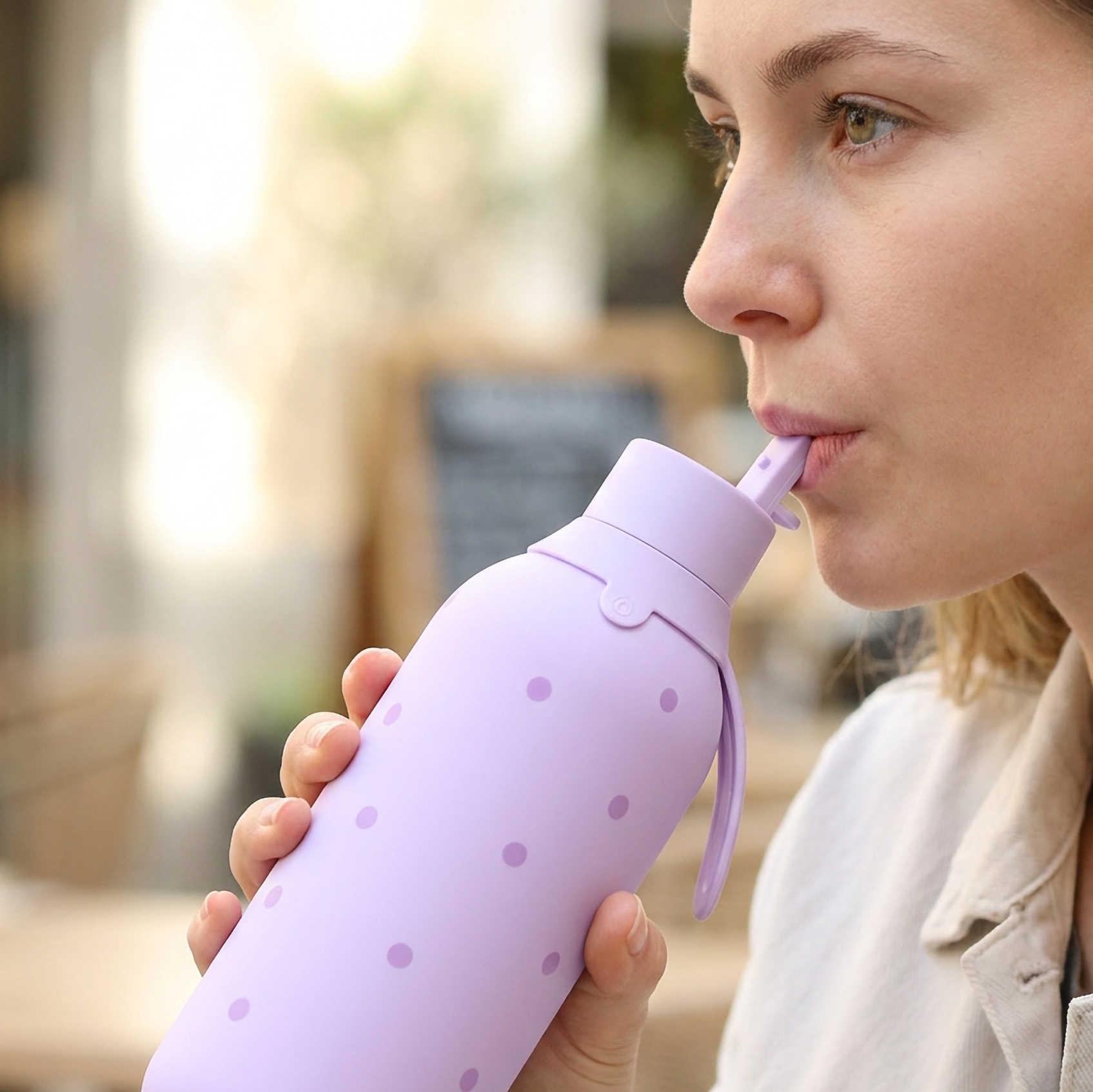 Botella Térmica de Acero Inoxidable con Interior Cerámico y Doble Tapón – Pastel Dots | Aurea